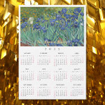 Cartão de Calendário 2025 para as Flores do Irises<br><div class="desc">Preto e branco simples, preto e branco simples, ano de cheio de 2025, decoração do escritório doméstico, legal, fino, postais, flores / floral / natureza / vintage amantes de arte e cartão magnético anual do íman de calendário dos congressistas Van Gogh, para qualquer superfície magnética em casa ou no escritório,...</div>