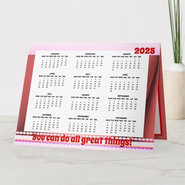 Cartão de calendário 2025 simples e bonito (Frente)