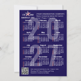 Cartão de Calendário America 250 Patriótico Azul 2