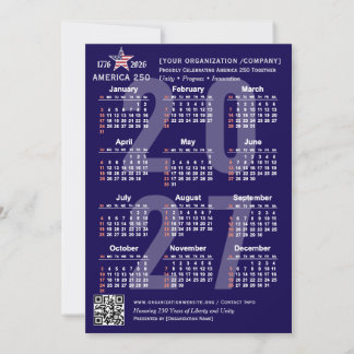 Cartão de Calendário America 250 Patriótico Azul 2