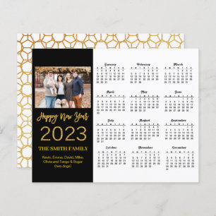 Cartão de Calendário de Foto de Script Dourado Mod