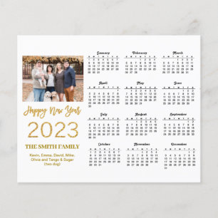 Cartão de Calendário de Foto de Script Dourado Mod
