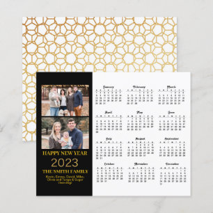 Cartão de Calendário de Foto de Script Dourado Mod
