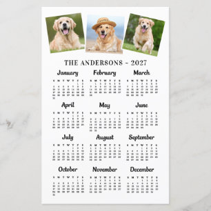 Cartão de Calendário de Fotos de Animais de Estima