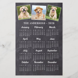 Cartão de Calendário de Fotos em Quadro de Giz Rús