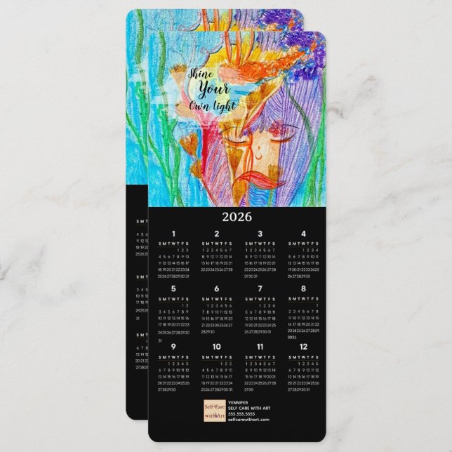 Cartão de Calendário de Pastel de Óleo para Rapari (Frente/Verso)