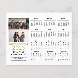 Cartão de Calendário de Script Moderno de Negócios