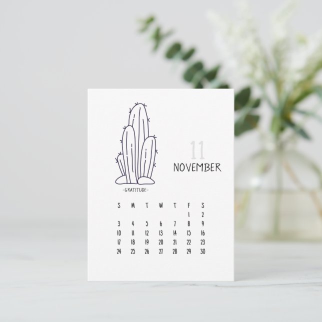 Cartão de Calendário Personalizável Cactus 2024 de (Em pé/Frente)