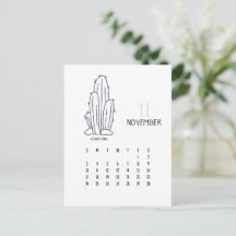 Cartão de Calendário Personalizável Cactus 2024 de