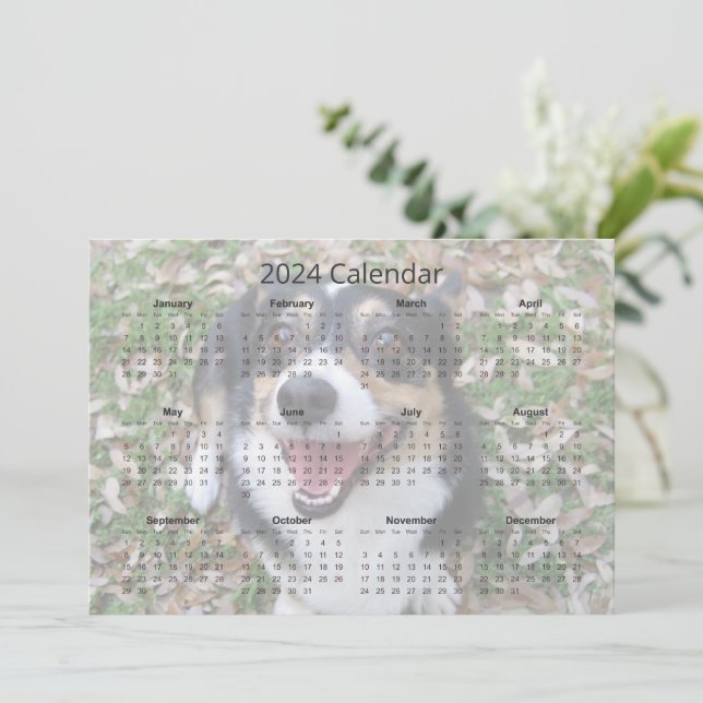 Cartão de Calendário Pet 2024 de Foto Cão Personal (Em pé/Frente)