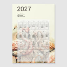 Cartão de Calendário Tropical Flamingo Vibrante de