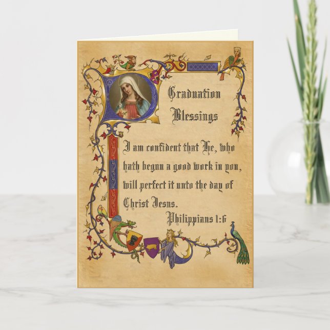 Cartão de Caligrafia Religiosa para Formatura Eleg (Frente)