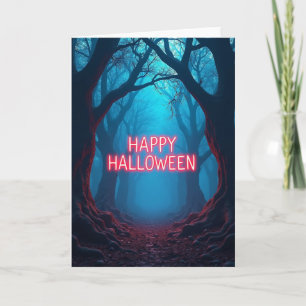 Cartão de caminho da floresta Feliz Halloween