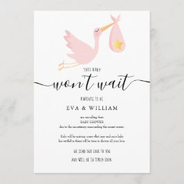 Cartão de Cancelamento de Chá de Bebê Rosa Moderno