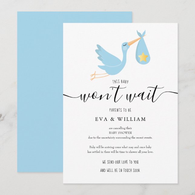 Cartão de Cancelamento do Chá de fraldas de Armaze (Frente/Verso)