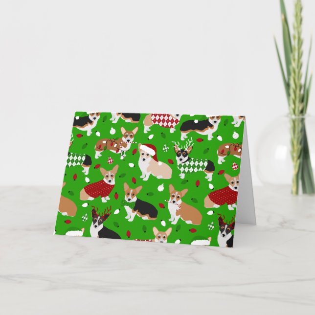 Cartão de Canina de Corgi de Natal (Frente)