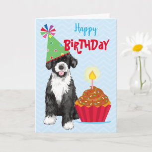 Cartão de Cão de Aniversário para Portugal Cupcake