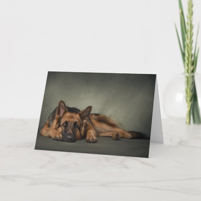 cartão de cão de german shepherd entediado (Frente)