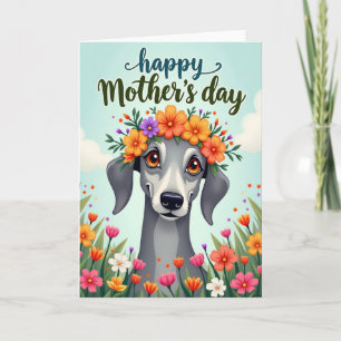 Cartão de Cão Floral do Dia das Mães Feliz