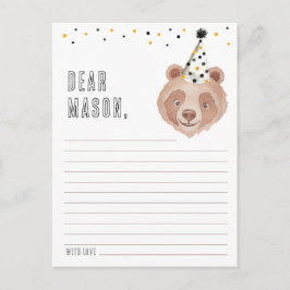 Cartão de Cápsula de Primeiro Aniversário - Urso d