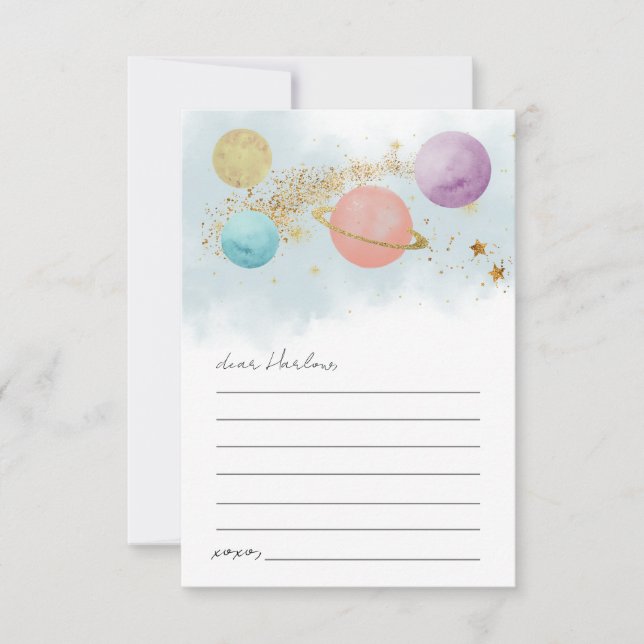 Cartão de Cápsula do Tempo de Aniversário no Espaç (Frente)