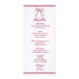 Cartão de cardápio de arco rosa e branco