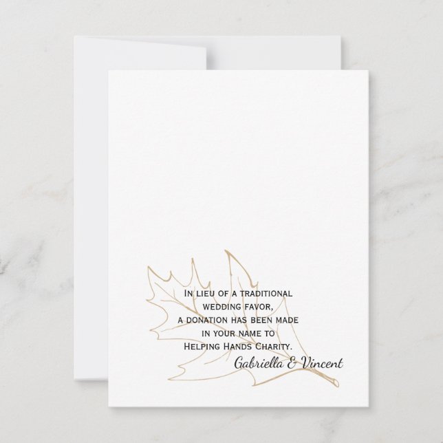 Cartão de Caridade de Casamento do Autumn Oak Leaf (Frente)