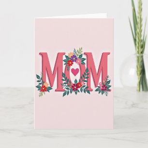 Cartão de Carta com Letreiro de Mãe Coral Rosa