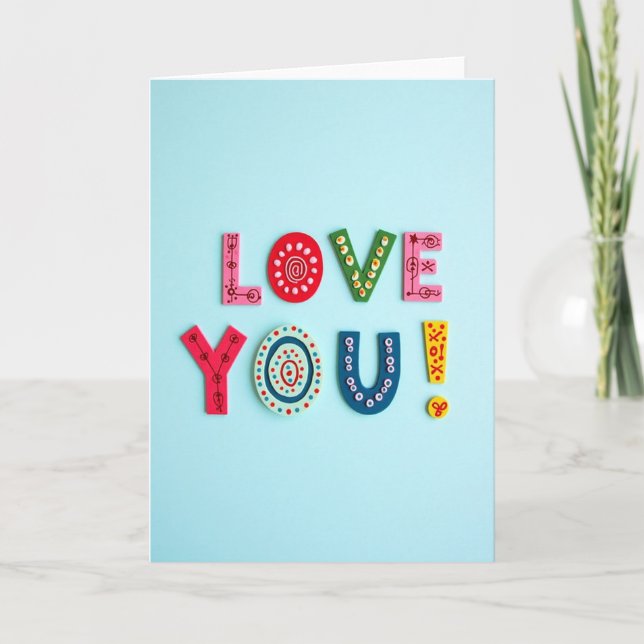 Cartão de Carta de Amor Colorido (Frente)