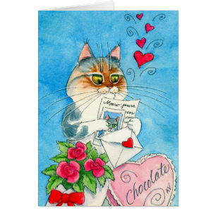 Cartão de carta de amor do gato