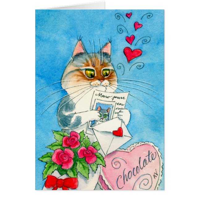 Cartão de carta de amor do gato (Frente)