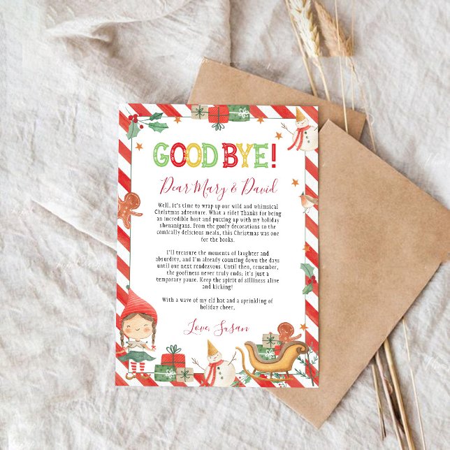 Cartão de Carta de Despedida do Elfo de Natal (Criador carregado)