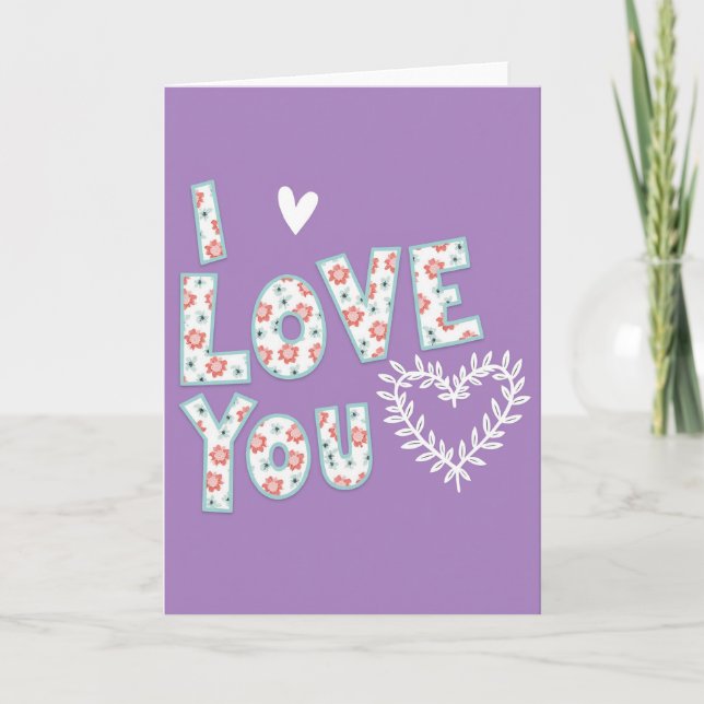 Cartão de Carta Floral Eu Te Amo (Frente)