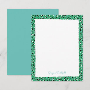 Cartão de Carta Pessoal Impresso de Leopardo Verde