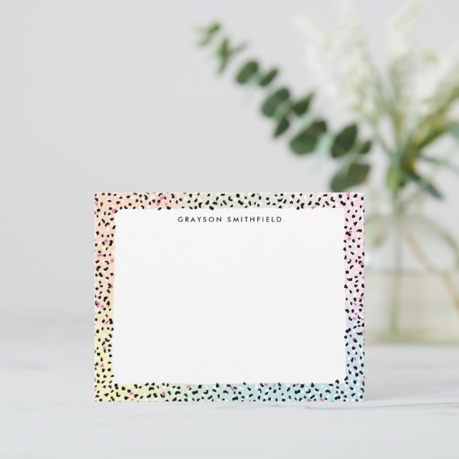 Cartão de Carta Pessoal Pastel Rainbow Leopard (Em pé/Frente)