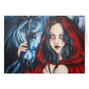 Cartão De "cartão gótico da fantasia do cavalo do vampi