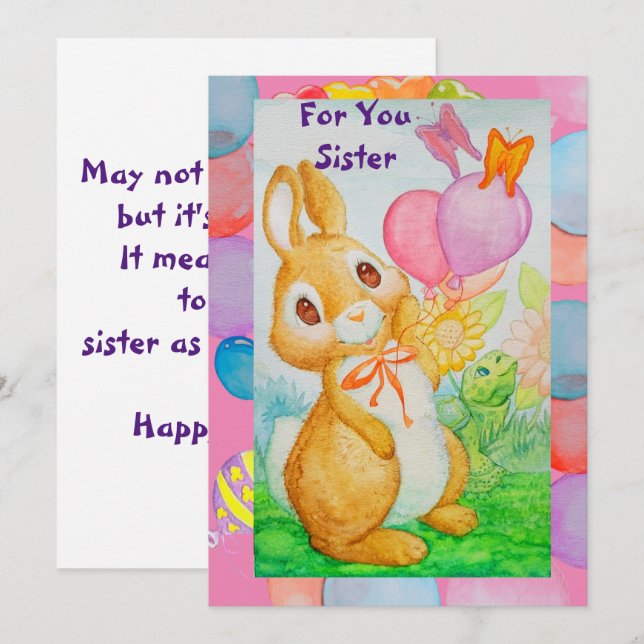 Cartão de Cartões de aniversários de Irmã  (Frente/Verso)