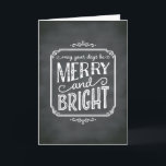 Cartão de cartões de natal alegre e brilhante do<br><div class="desc">A rotulação inspirada por sinais do vintage dá a este cartão de Natal do estilo do quadro uma sensação do divertimento.</div>
