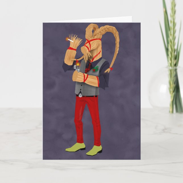 Cartão de cartões de natal da cabra de Yule (Frente)