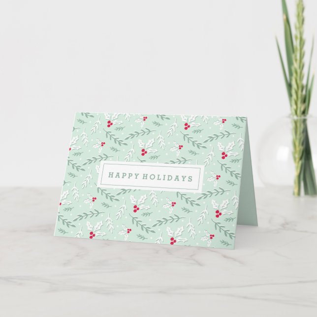 Cartão de cartões de natal das bagas & dos ramos | (Frente)