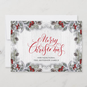Cartão de Cartões de natal de Natal Holly Pine Rus