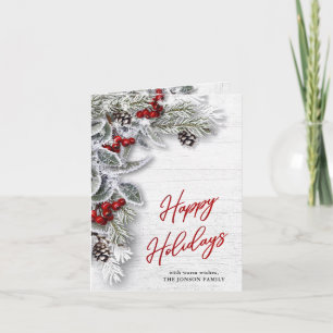 Cartão de Cartões de natal de Natal Holly Pine Rus