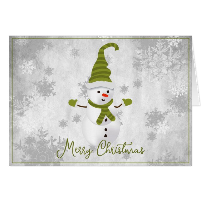 Cartão de Cartões de natal de Neve Verde (Frente Horizontal)
