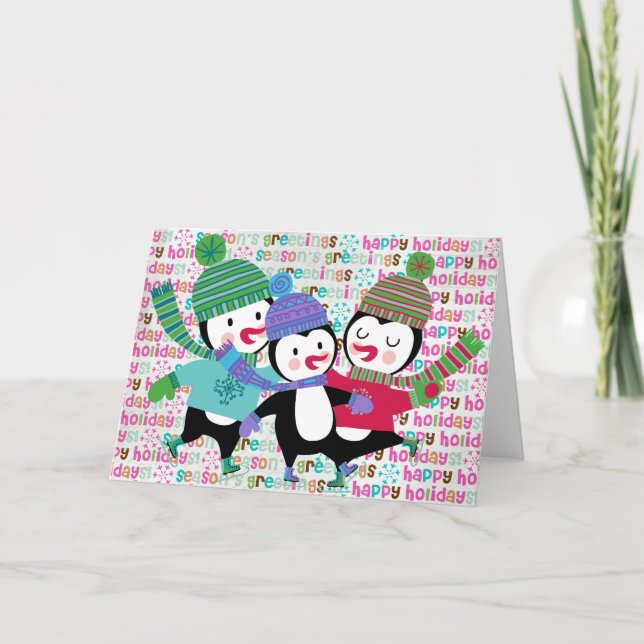 Cartão de cartões de natal de patinagem dos (Frente)