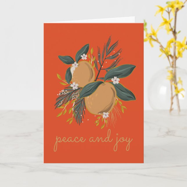 Cartão de Cartões de natal de Paz e Joy (Flor Amarela)