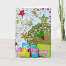 Cartão de Cartões de natal de presentes e estrelas