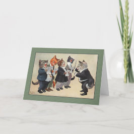 Cartão de cartões de natal dos gatos do vintage,