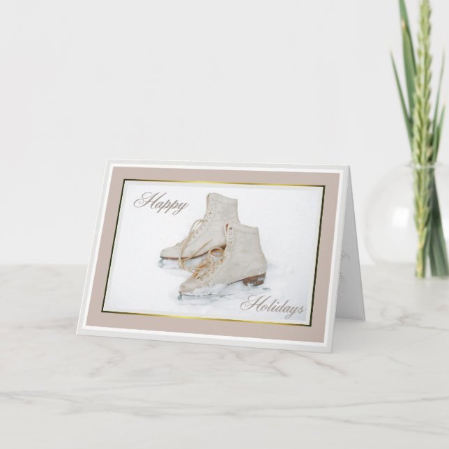 Cartão de cartões de natal dos skates de gelo (Frente)
