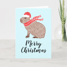 Cartão de Cartões de natal Feliz de Natal Capybara