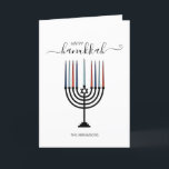 Cartão de Cartões de natal Hanukkah Menorah<br><div class="desc">Personalize o texto personalizado acima. Você pode encontrar itens de coordenação adicionais em nossa coleção "Presentes de Chanucá e Menorah".</div>
